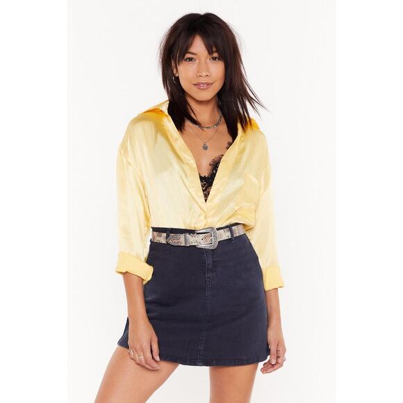 Nasty Gal Satin for Glory Oversized Shirt Size 8 - Picture 1 of 9